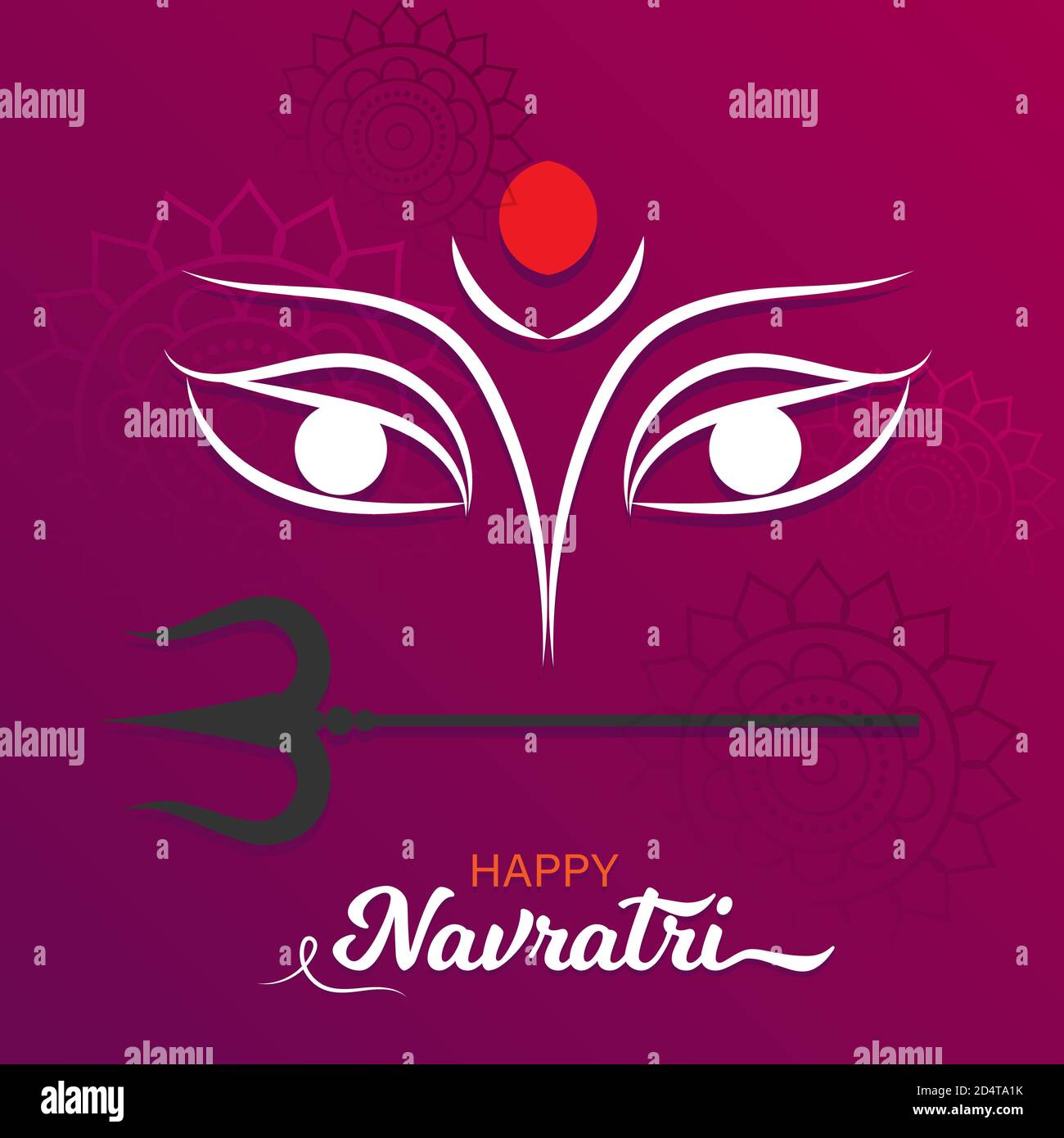 Happy Navratri Gruß Wunsch Karte, Durga maa schönes Poster, Vektor-Illustration Stock Vektor