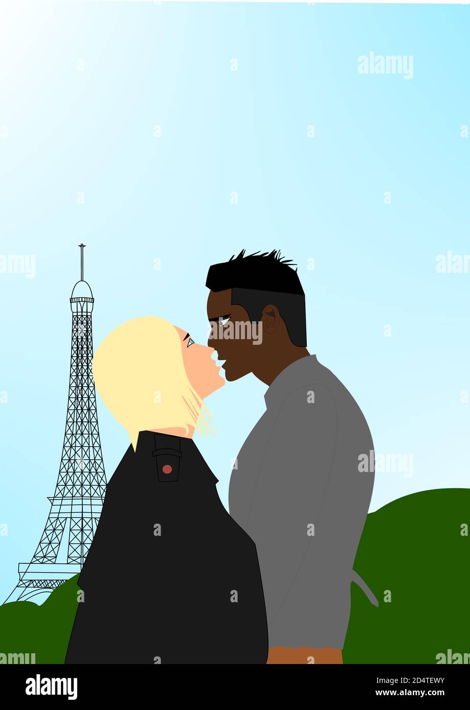 Liebespaare in Paris. Stock Vektor