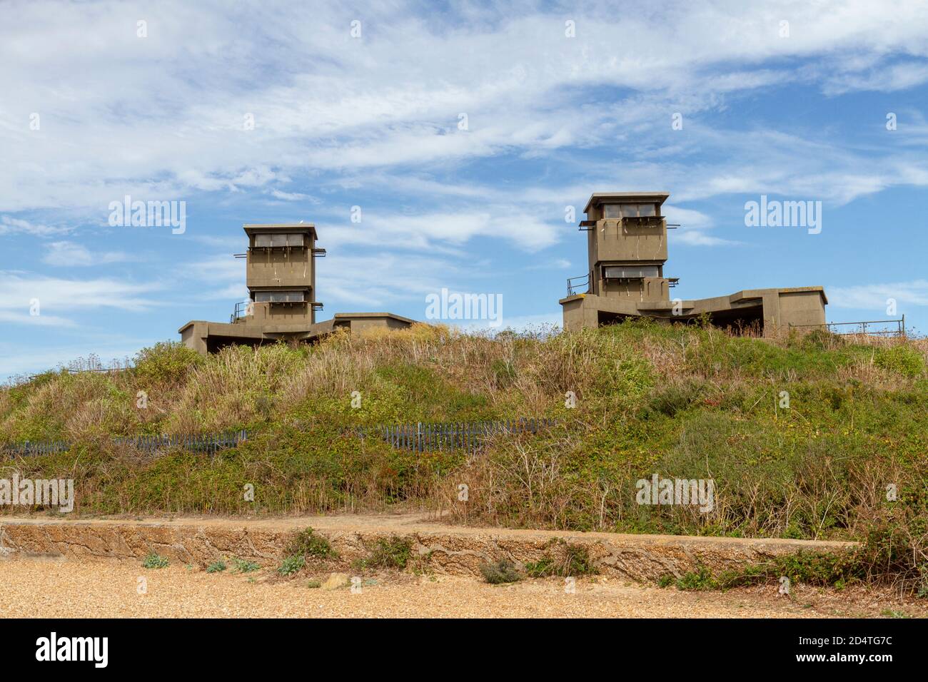 Die Türme von Landguard Fort, Felixstowe, Suffolk, Großbritannien. Die Festung wurde entworfen, um den Eingang zum Hafen von Harwich zu bewachen. Stockfoto