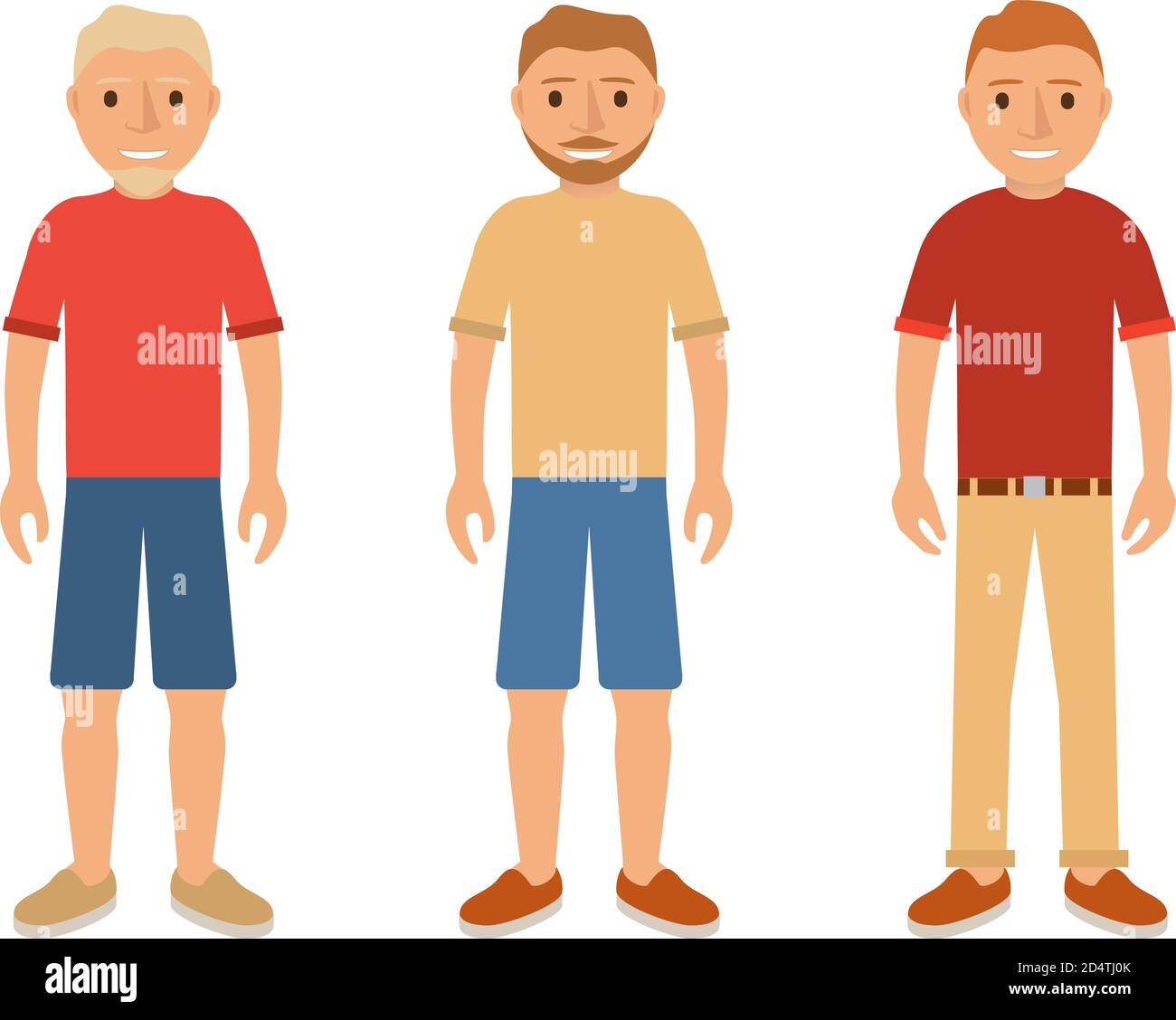 Guy ein Bart und Schnurrbärte blond und brünett.Charakter Cartoon Avatar sozialen Netzwerken und mobilen Anwendungen flachen Vektor. Stock Vektor