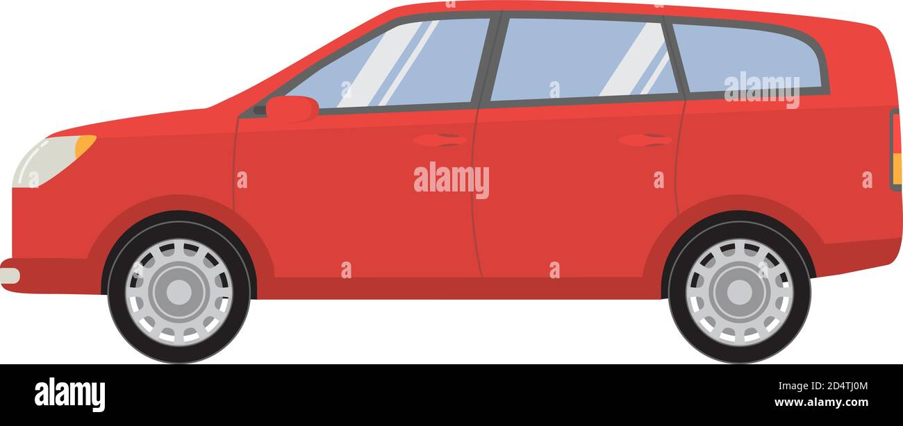 Cartoon-Stil auf einem weißen Hintergrund.das Auto Fahrzeug für Familie.Moderne Universal-Auto. Stock Vektor