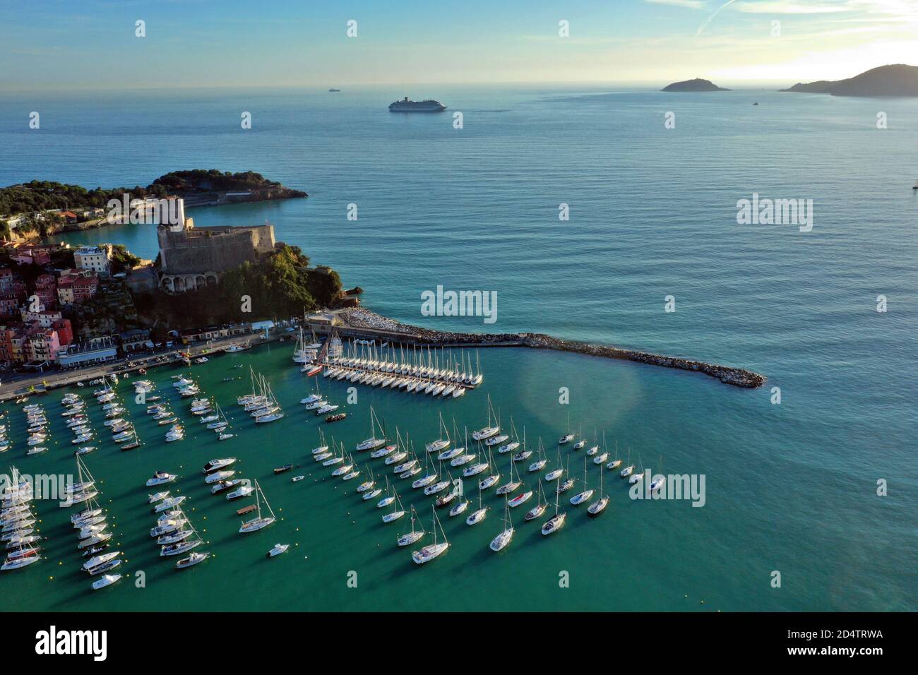 Luftaufnahme von Lerici, Provinz La Spezia, Ligurien / Italien Stockfoto