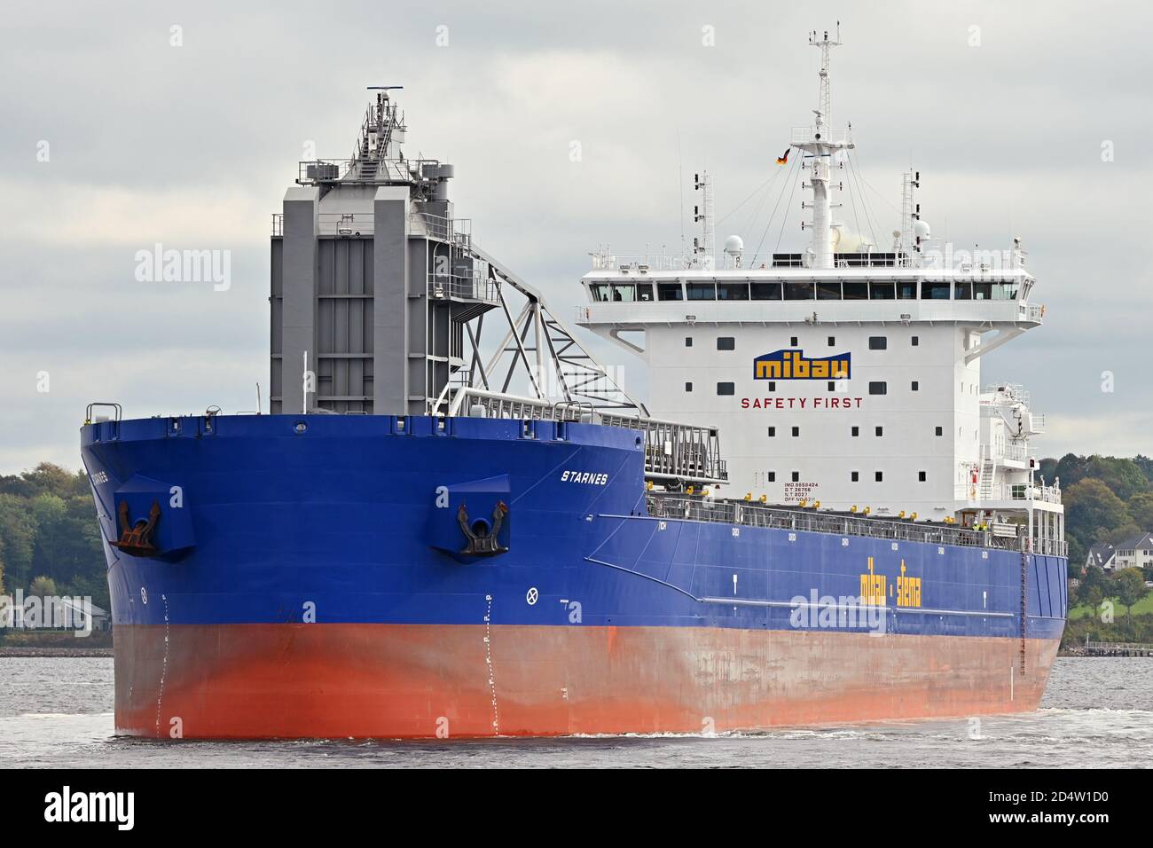 Selbstentladung Bulk Carrier Starnes' Jungfernanruf im Hafen von Kiel Stockfoto