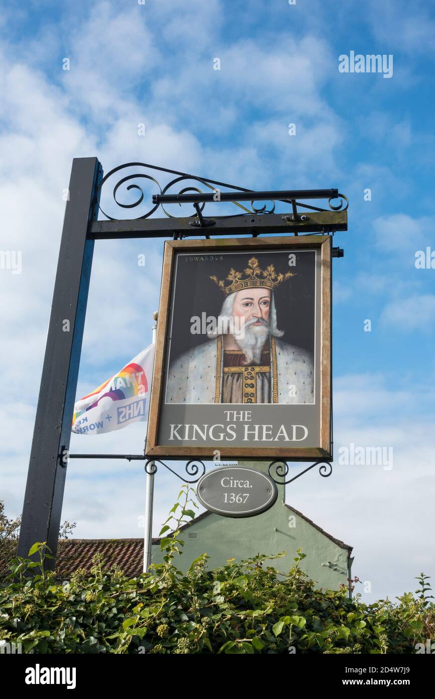 Das Kings Head Schild Tealby Lincolnshire 2020 Stockfoto