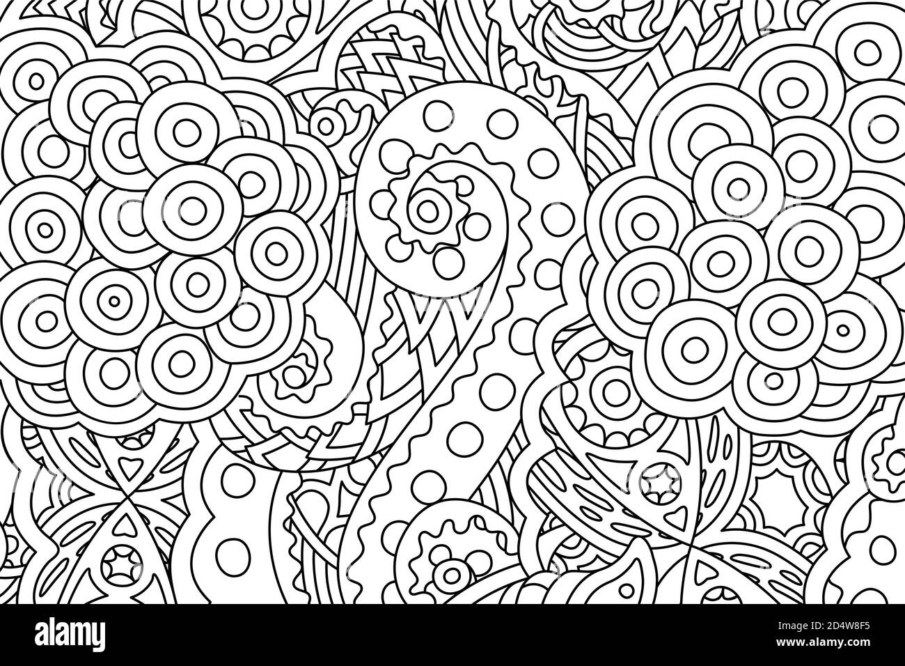 Schöne Zen-Kunstseite mit abstraktem linearem Muster Stock Vektor