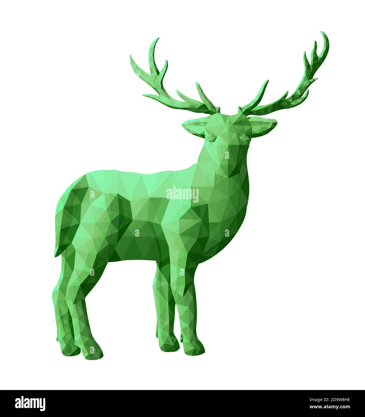 Schöne grüne Low-Poly-Illustration mit Hirsch isoliert auf weiß Hintergrund Stock Vektor