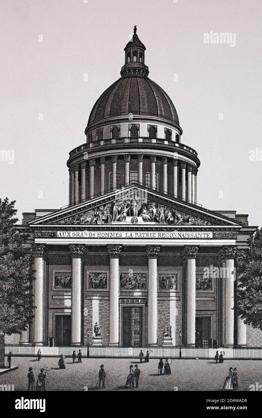 Paris, Le Pantheon, Frankreich, historische Kupferstich von 1860 Stockfoto