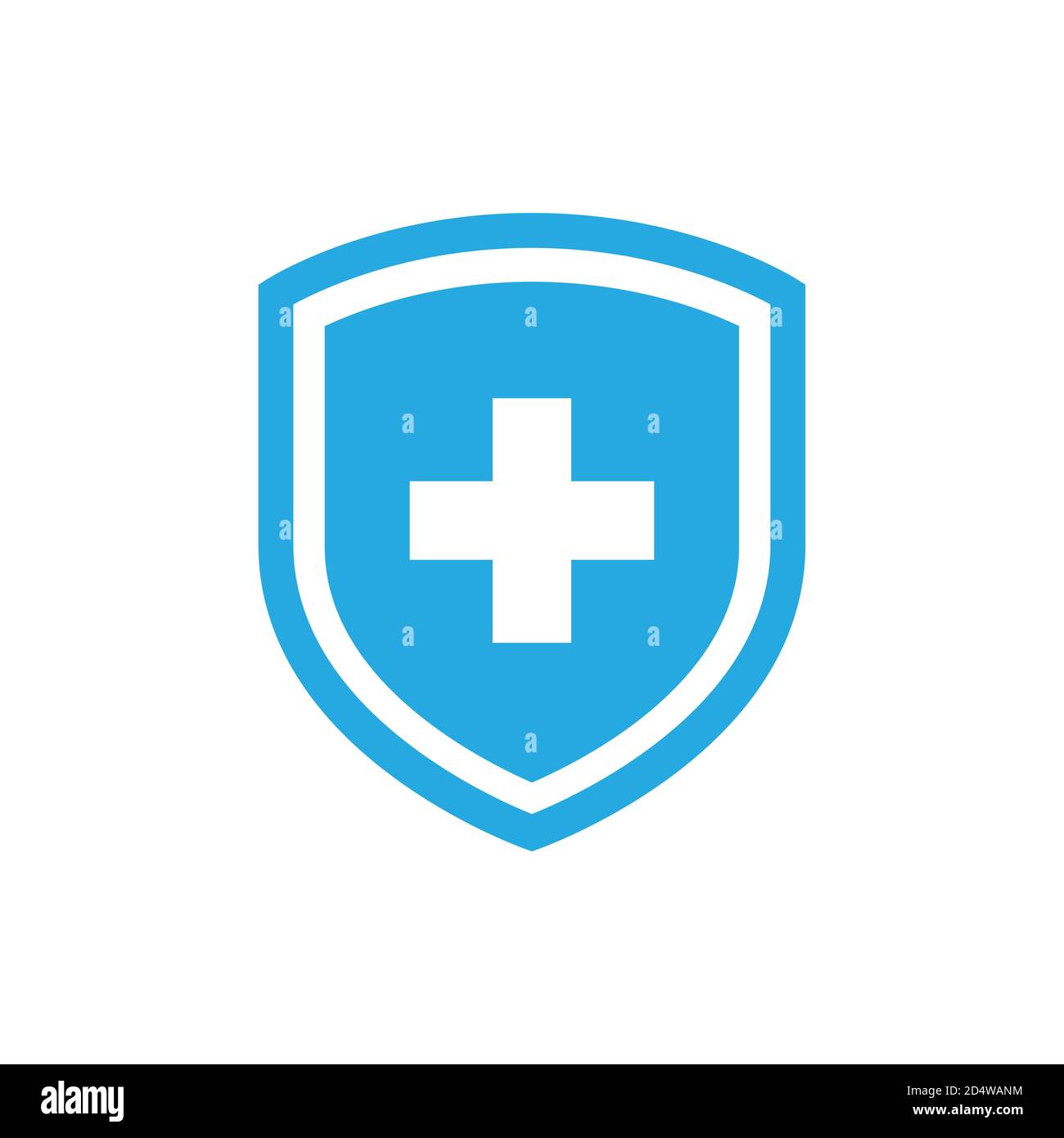 Schild mit medizinischem Kreuzzeichen-Vektor-Symbol. Blaues Krankenhaus- oder Medizinsymbol. Stock Vektor
