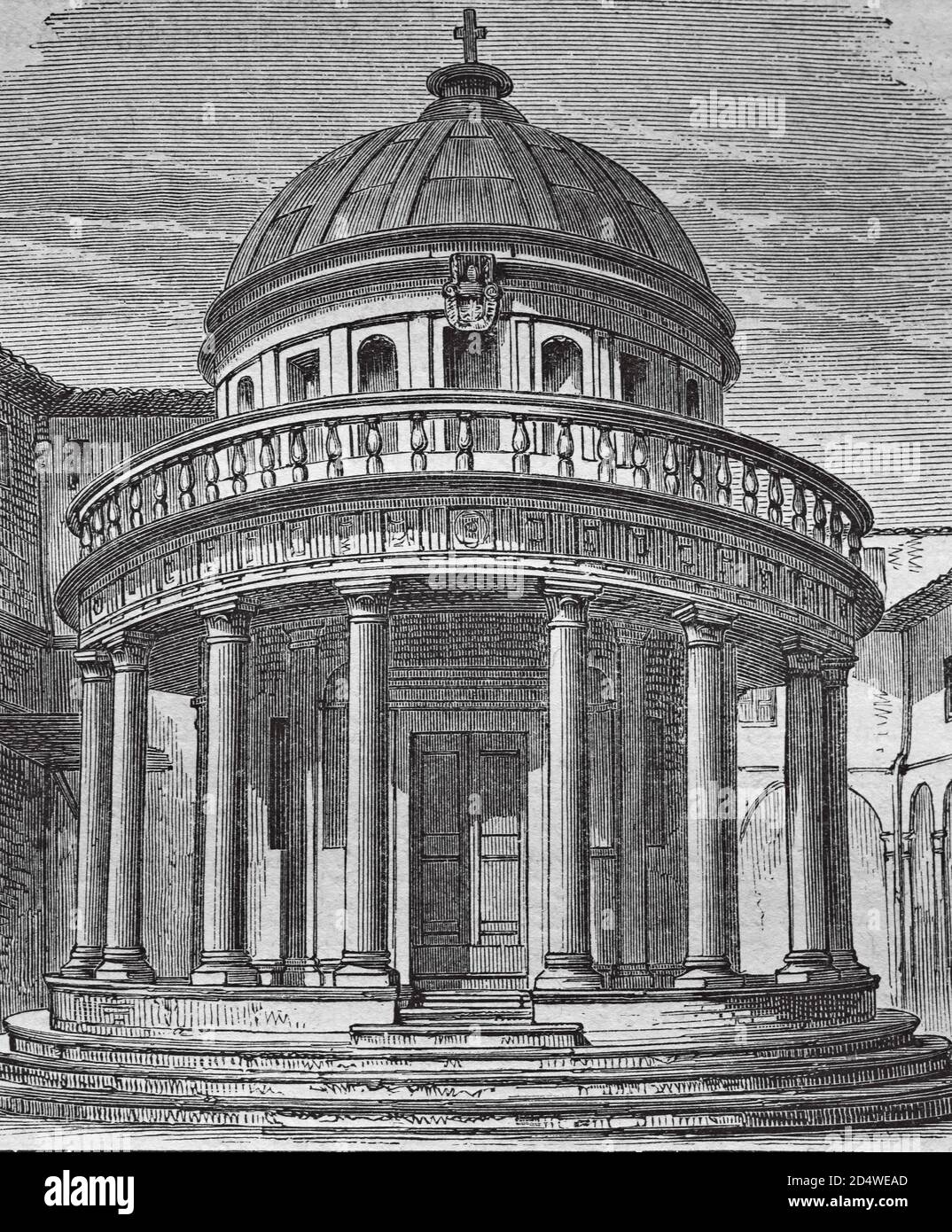 San Pietro in Montorio, Tempietto di Bramante, Rom, Italien, historischer bibelstahlstich von 1860 Stockfoto