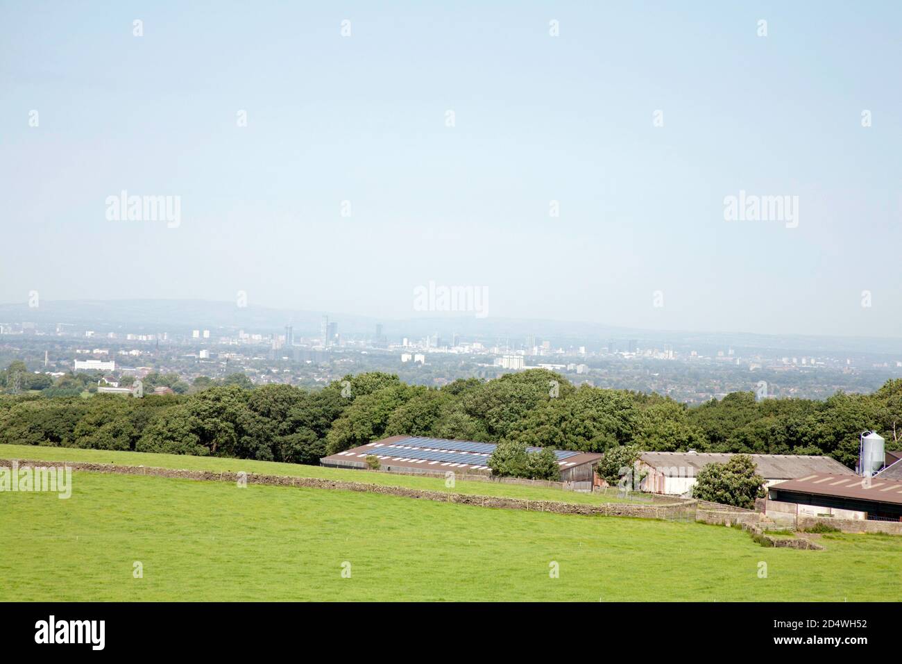 Blick in der Nähe Platt Wood Farm in der Nähe von Lyme Park Disley Cheshire England Stockfoto