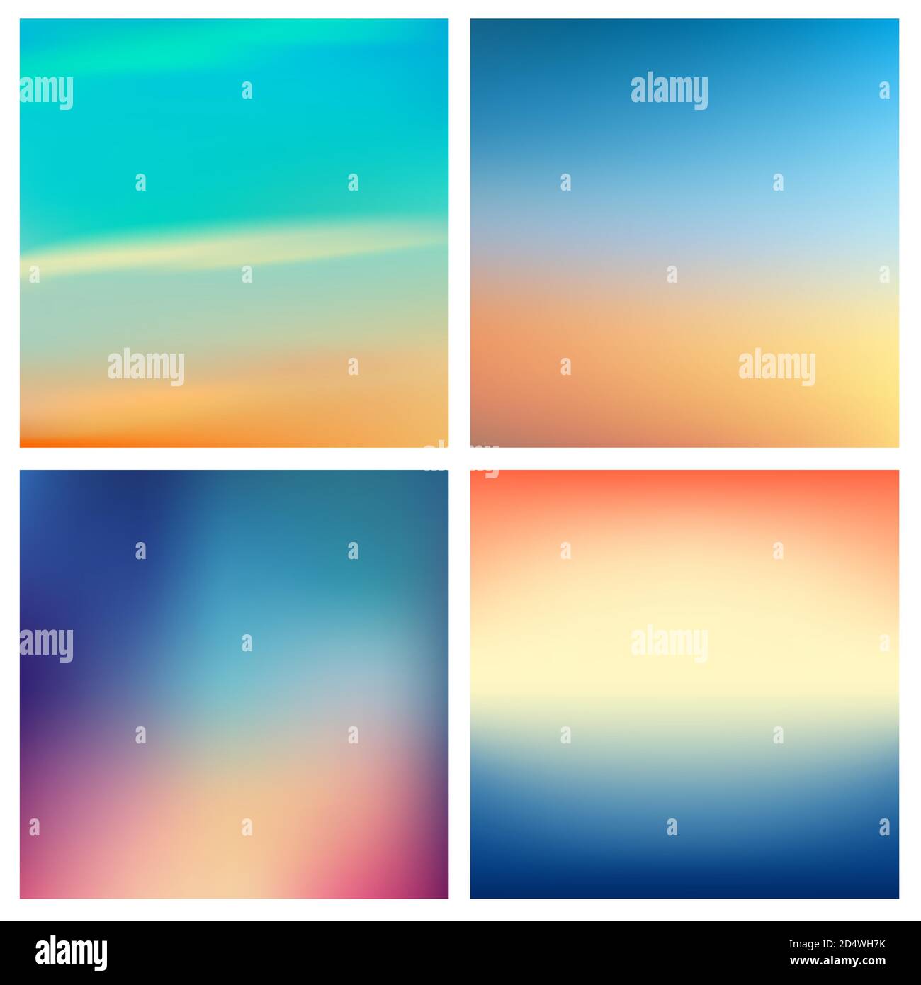 Abstract vector Bunte verschwommenen Hintergrund 4 Farben eingestellt. Platz unscharfen Hintergründen - Himmel Wolken meer ozean Strand Farben Stock Vektor