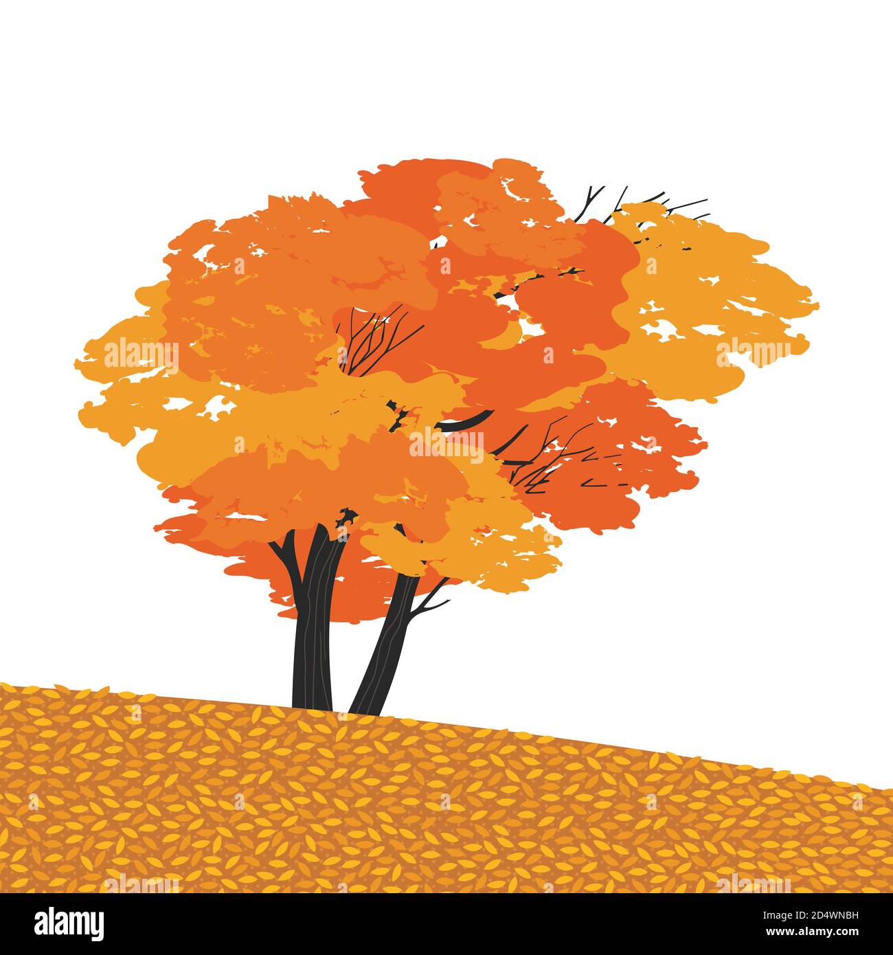 Herbstlicher Fall Ahornbaum flache Farbe Vektor-Symbol Stock Vektor