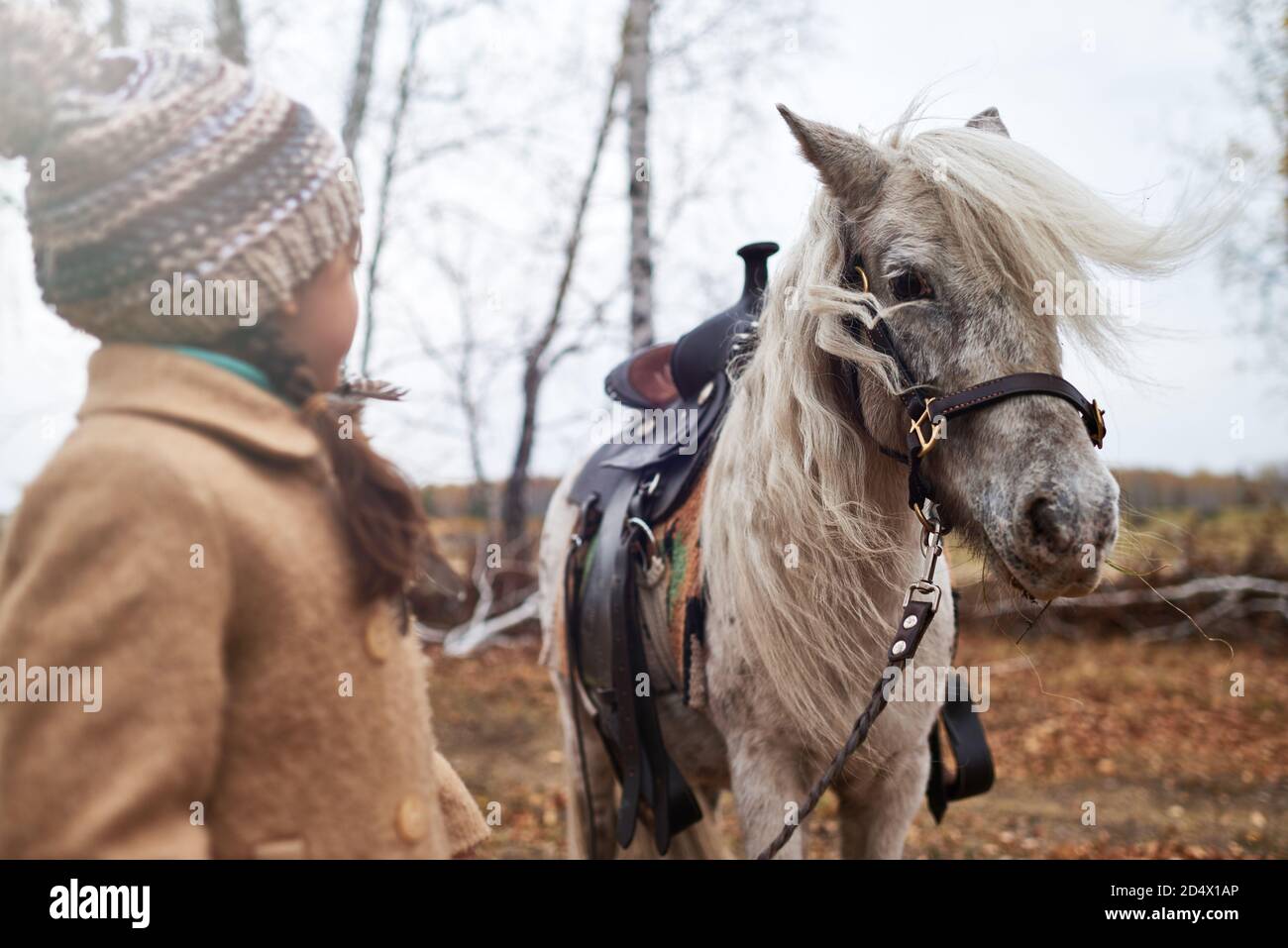Unkenntlich Mädchen Mit Schönen Pony Stockfoto