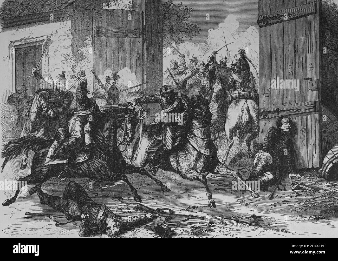 Die Aufklärungsschlacht bei Niederbronn, 26. Juli 1870, illustrierte Kriegsgeschichte, Deutsch-Französischer Krieg 1870-1871 Stockfoto