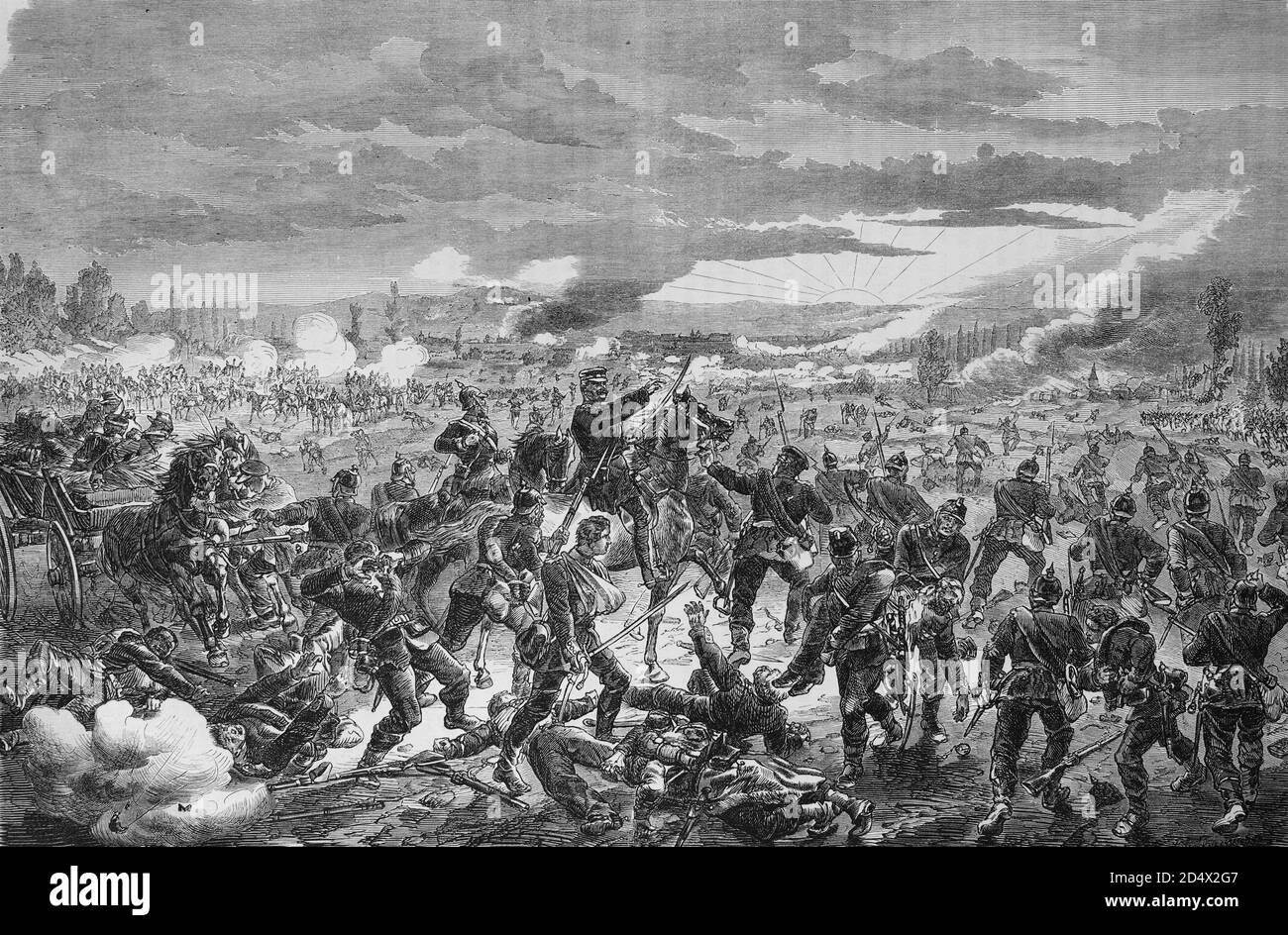Die erste preußische Division während der Schlacht bei Bange, illustrierte Kriegsgeschichte, Deutsch - Französischer Krieg 1870-1871 Stockfoto