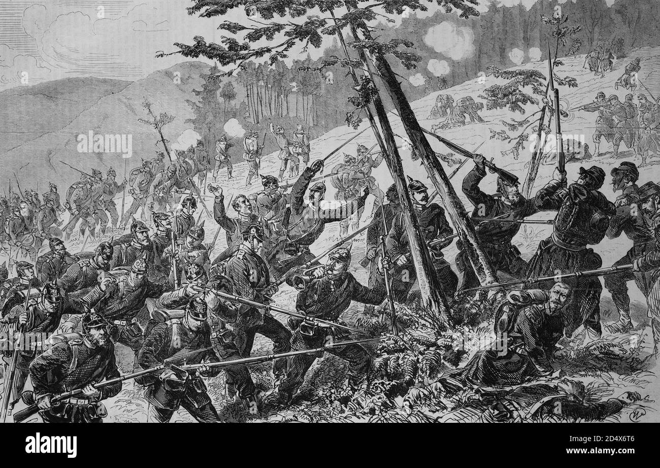 Schlacht von Etival, 6. Oktober 1870, illustrierte Kriegsgeschichte, Deutsch - Französischer Krieg 1870-1871 Stockfoto