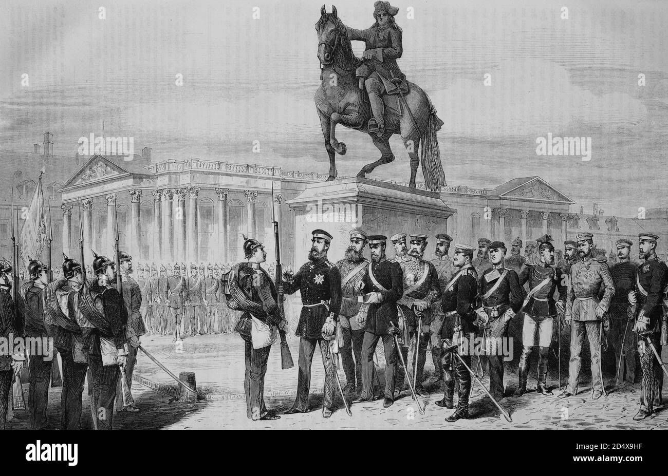 Medaillenverteilung auf dem Schlossplatz in Verseiller durch den Kronprinzen von Preußen, illustrierte Kriegsgeschichte, Deutsch-Französischer Krieg 1870-1871 Stockfoto