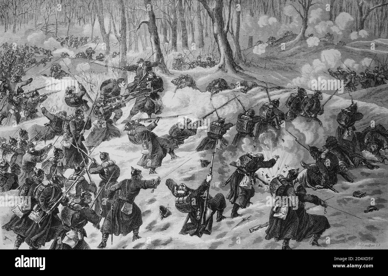 Schlacht bei Grand-Luce, 11. Januar 1871, illustrierte Kriegsgeschichte, Deutsch - Französischer Krieg 1870-1871 Stockfoto