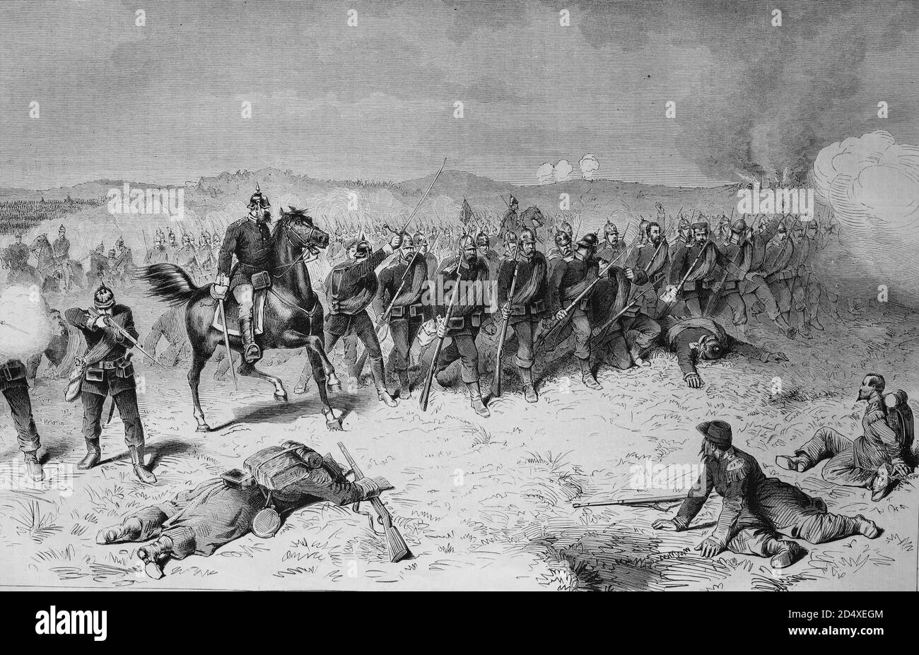 Die preußische Garde in der Schlacht bei Sedan, illustrierte Kriegsgeschichte, Deutsch - Französischer Krieg 1870-1871 Stockfoto