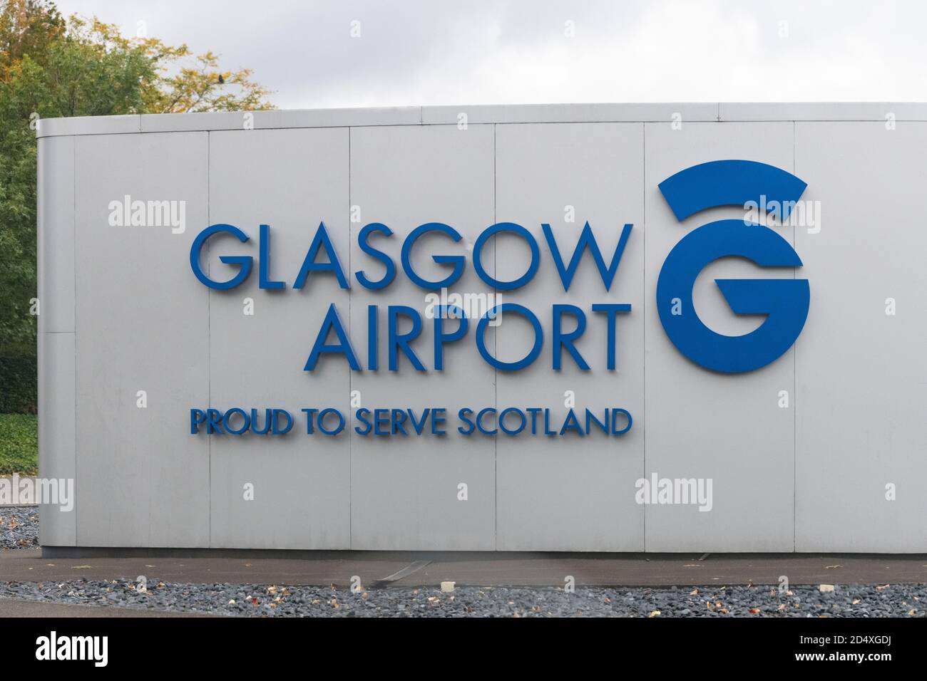 Glasgow Airport Schild und Logo, Glasgow, Schottland, Großbritannien Stockfoto