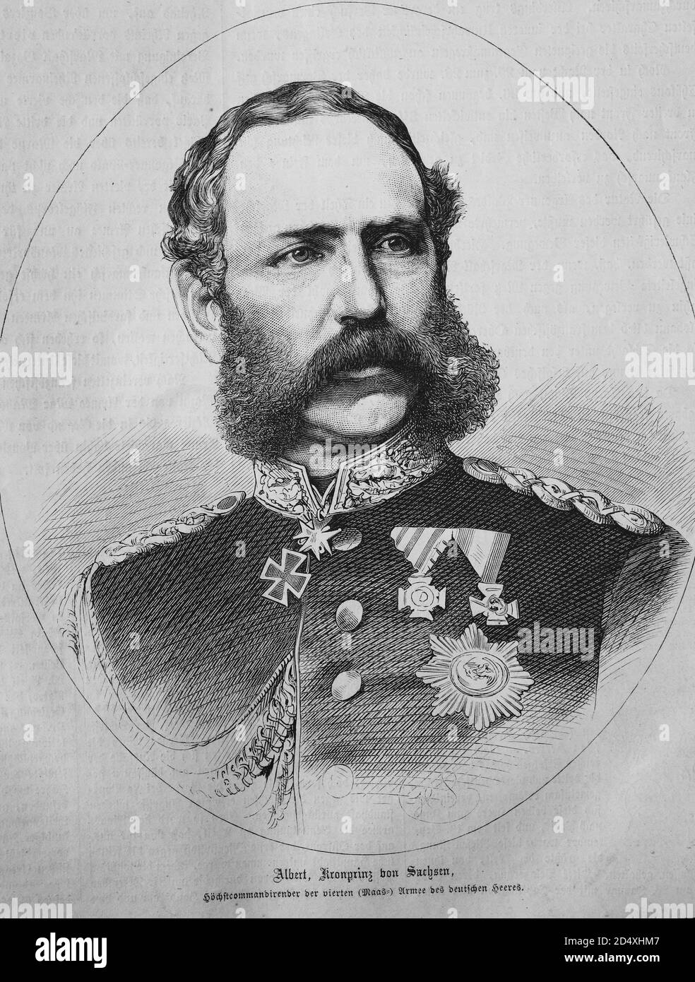 Albert von Sachsen, Kronprinz von Sachsen, illustrierte Kriegsgeschichte, Deutsch - Französischer Krieg 1870-1871 Stockfoto