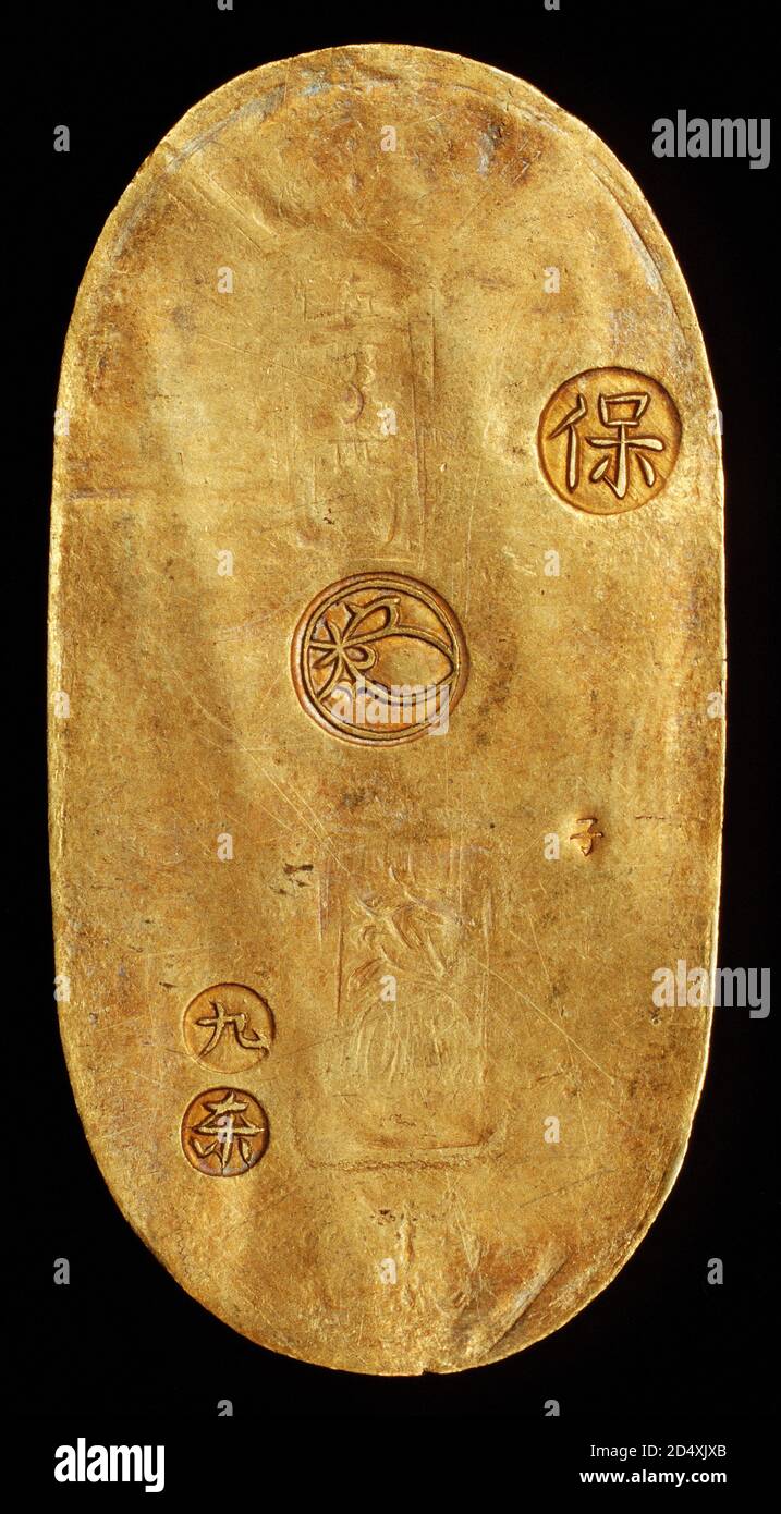 Seltene Japan Gold Koban, ein Ryo schlug in Yedo (Tokyo) Tokugawa Shogunate 1837-1843 Stockfoto