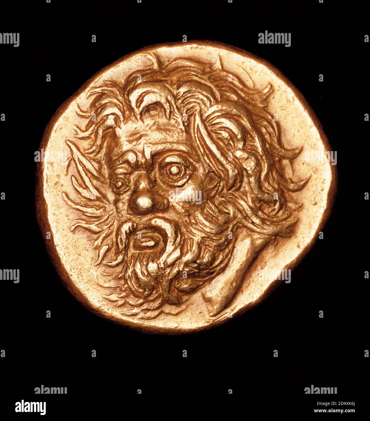 Seltene antike griechische Münze, Gold Meisterwerk, Pantikapaion (krim Halbinsel) Pan könnte ohne Grund Pan-in verursachen, c 350 v. Chr. Stockfoto