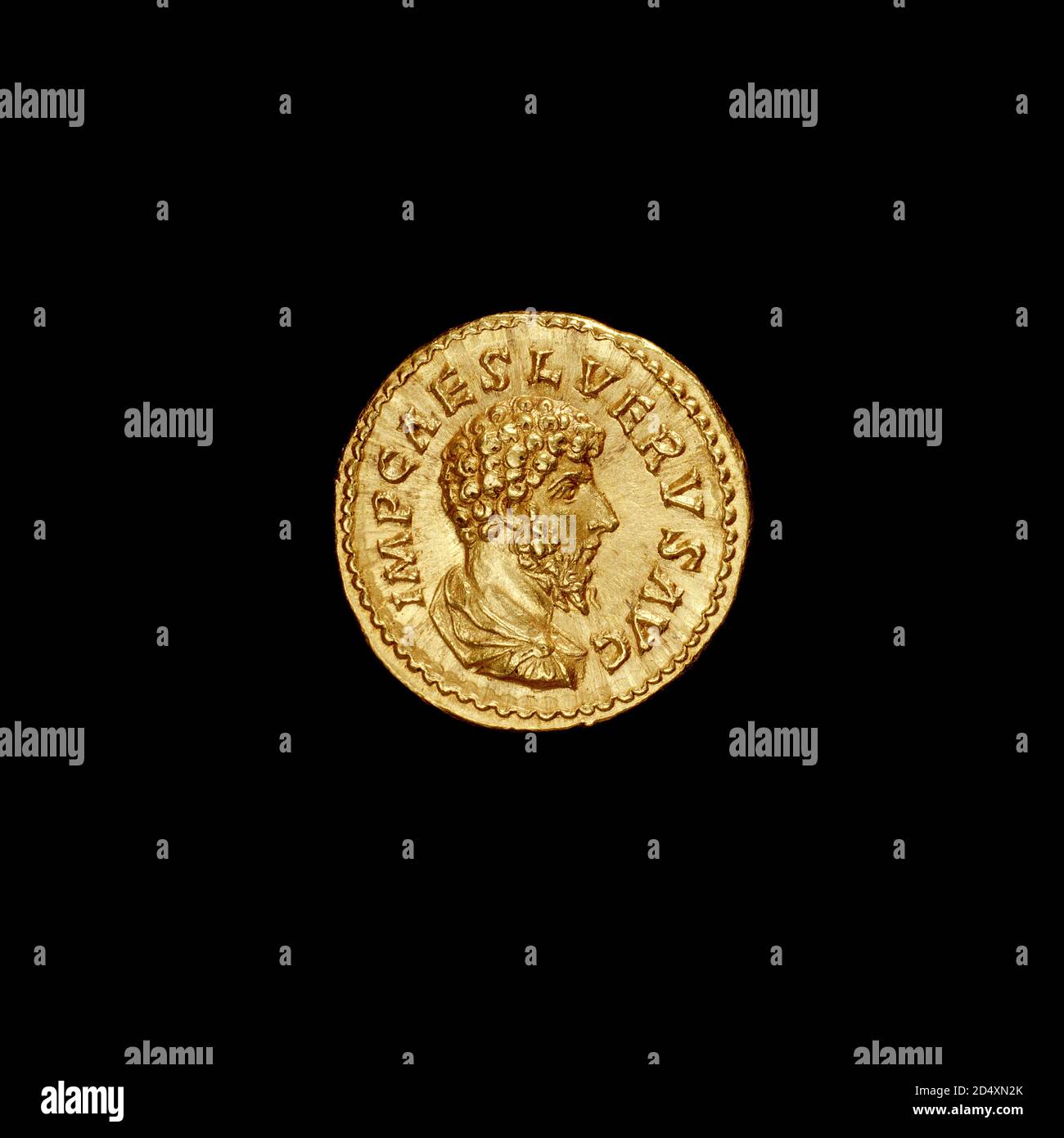 Antikes römisches Gold Aureus Münze, 161-169 n. Chr., zeigt Lucius Verus Stockfoto