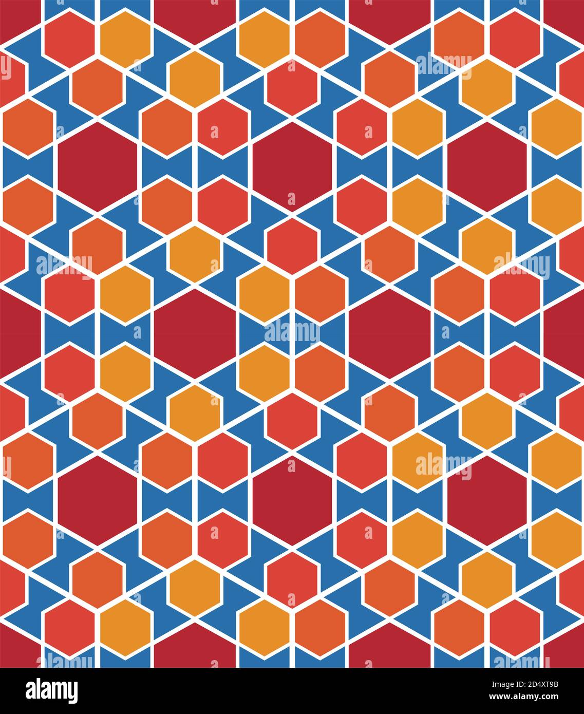 Arabisches Mosaik Nahtloses Muster in 5 Farben. Digitaler Wandteppich im arabischen Stil, Textildruck. Stock Vektor