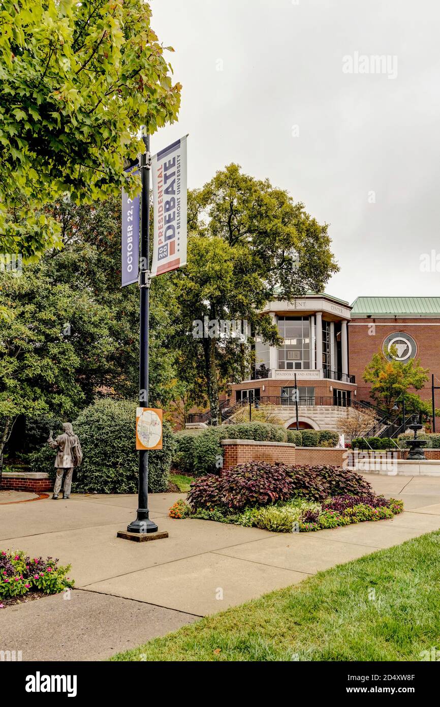 Nashville, Tennessee, USA, 11. Oktober 2020 Präsident Donald Trump und der ehemalige Vizepräsident Joe Biden sind geplant, ihre letzte Debatte persönlich in Nashville, Tennessee im Curb Event Center der Belmont University zu haben. Quelle: Sayre Berman/Alamy Live News Stockfoto