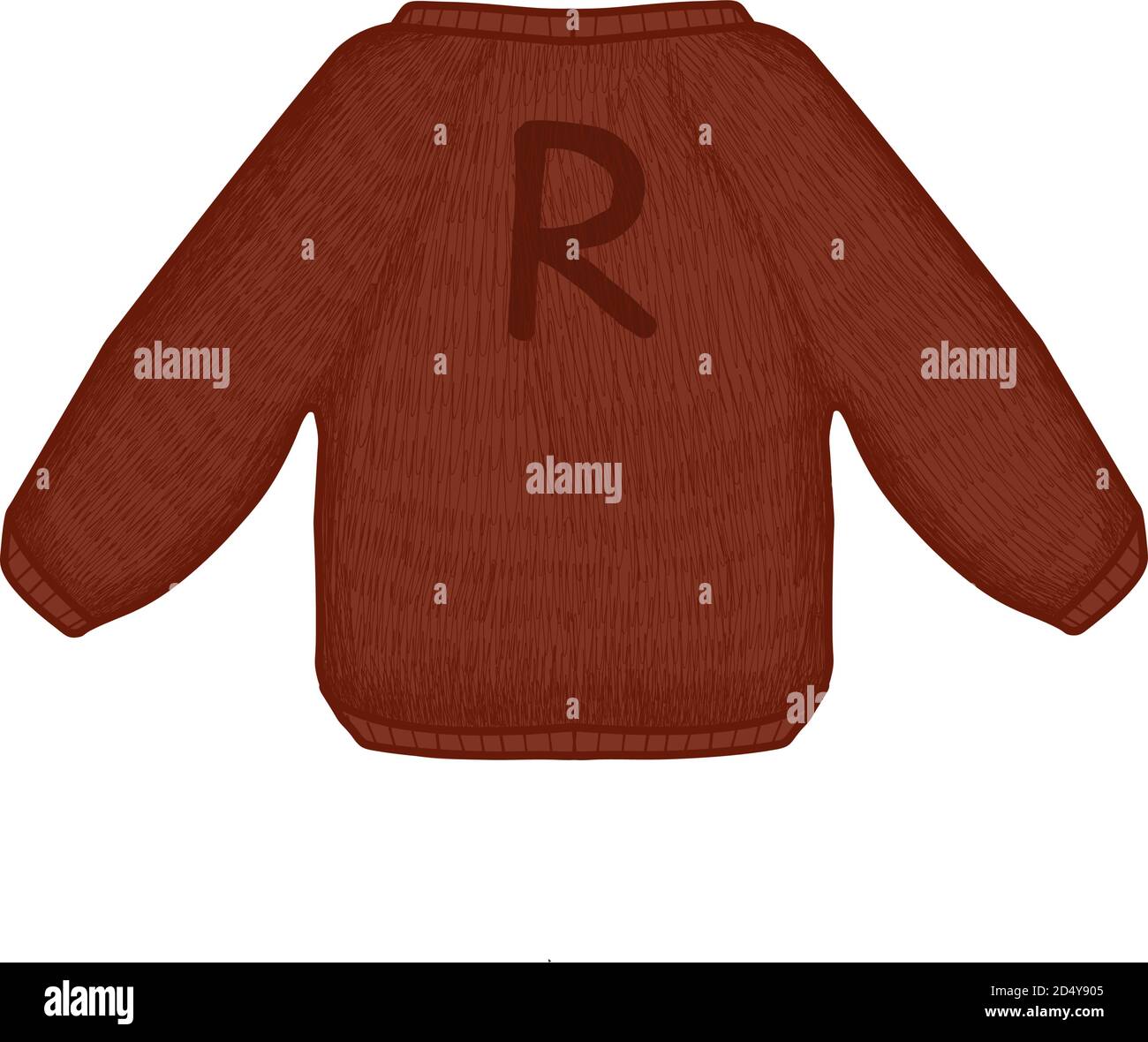 Kuscheliger Strickpullover von Harry Potter. Brauner Pullover mit dem  Buchstaben R Stock-Vektorgrafik - Alamy