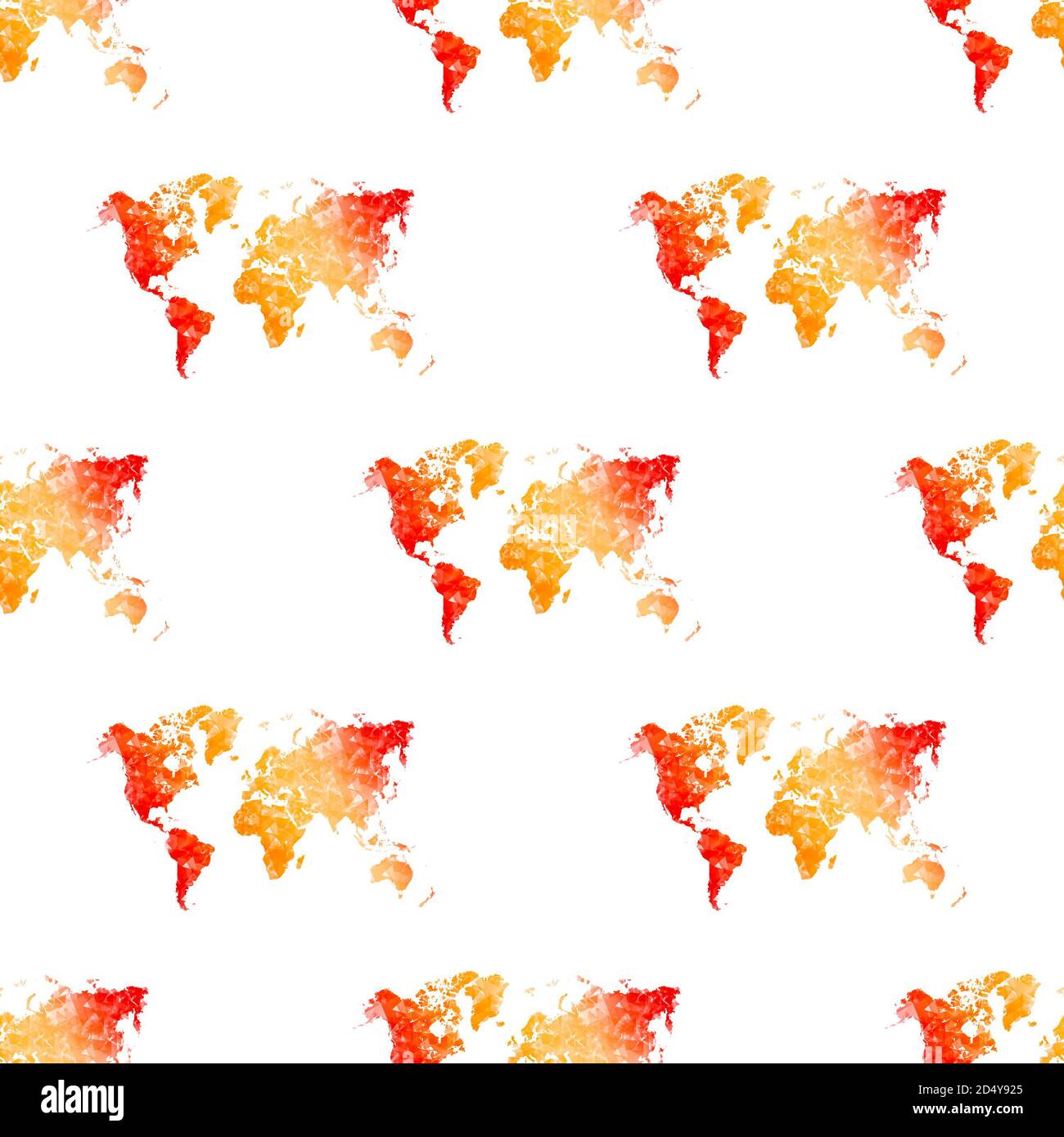 Nahtloses Muster Weltkarte, isoliert auf weißem Hintergrund. Flache Erde, graue Kartenvorlage, Globe ähnliches Weltkarte-Symbol. Reisen Sie weltweit, Karte Silhouette Stockfoto