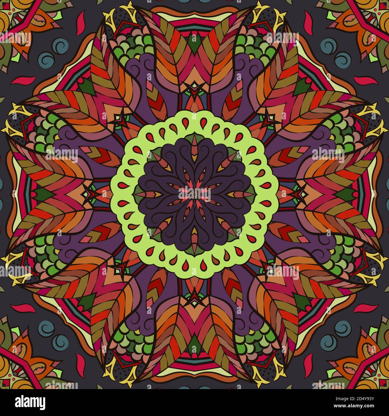 Nahtloses tracery Fliese Mehndi Design Stock Vektor