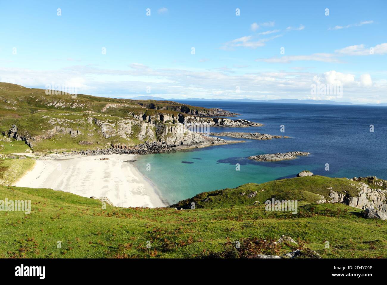 Schöner abgeschiedener Sandstrand auf der Isle of Mull in den Inneren Hebriden von Schottland, Großbritannien Stockfoto