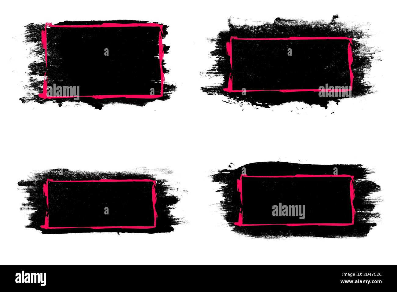 Schwarze Farbstriche isoliert auf weißem Hintergrund. Design Pinsel Stockfoto