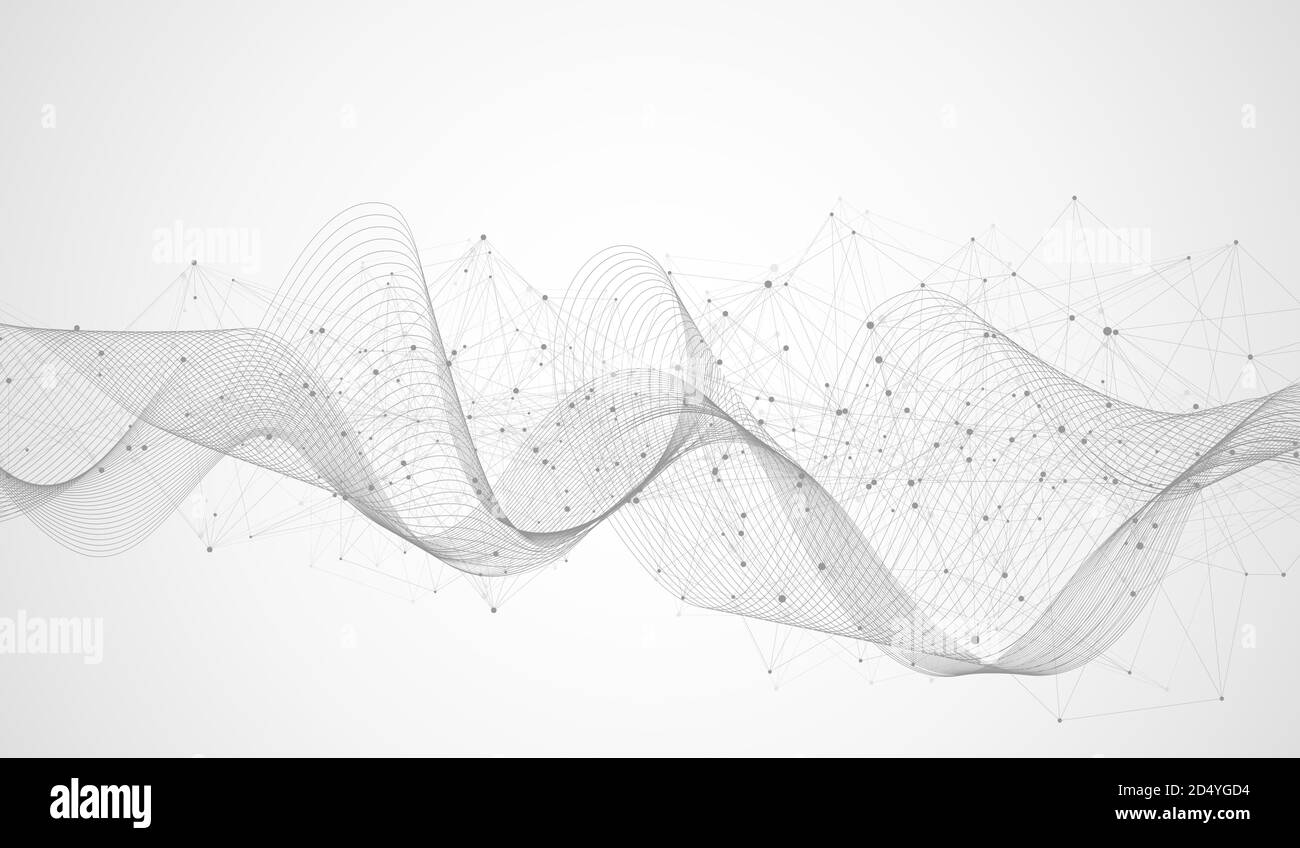 Abstrakte plexus Hintergrund mit Linien und Punkten. Plexus geometrischen Effekt. Digitale Daten Visualisierung. Futuristische Technologie Stil low-poly Stock Vektor