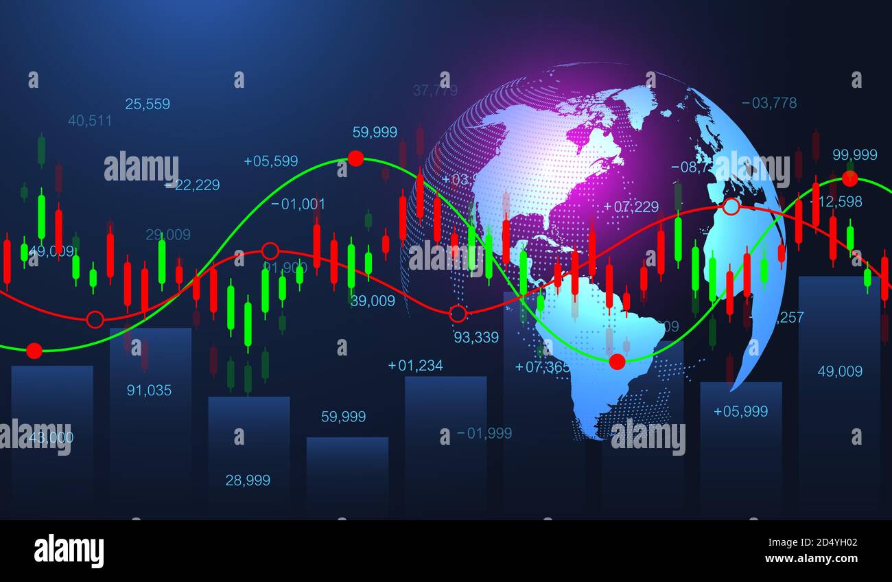 Aktienmarkt oder Forex Trading Graph in futuristischen Konzept für finanzielle Investitionen oder wirtschaftliche Trends Geschäftsidee. Finanzhandelskonzept. Lager Stock Vektor