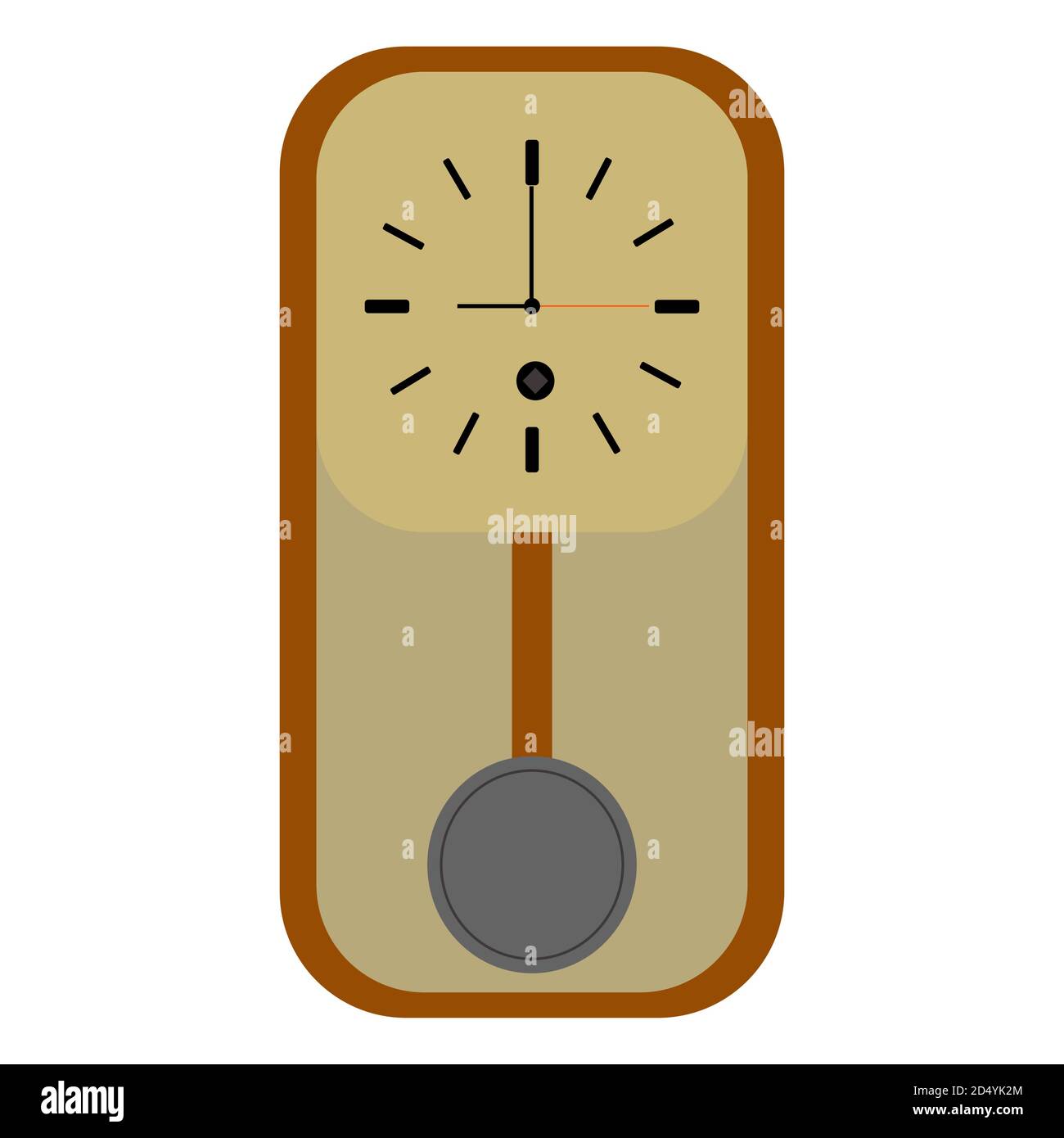 Retro Wanduhr mit mechanischem Pendel. Stock Vektor