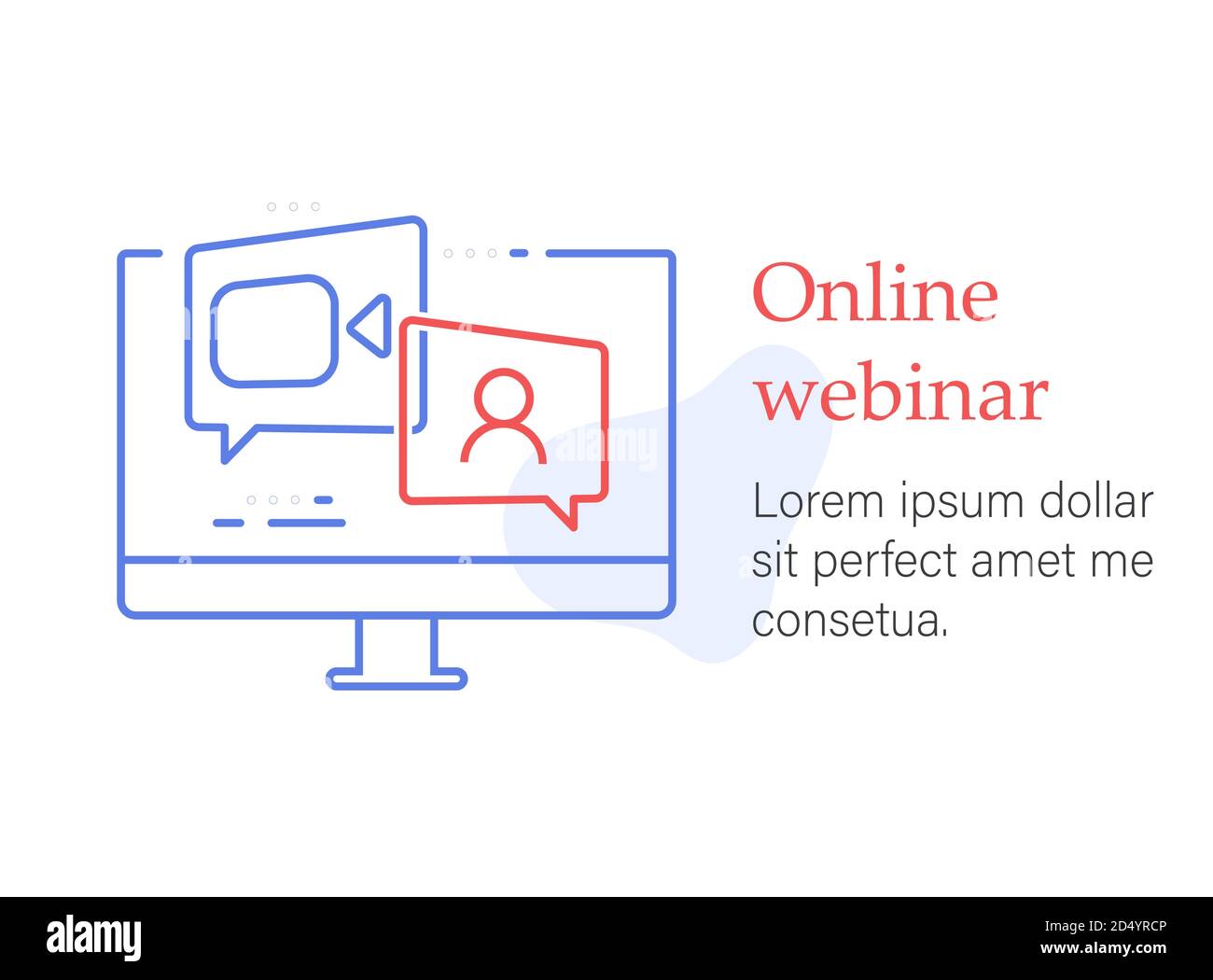 Webinar Online-Kurs, Fernunterricht, Videovortrag, Internet-Gruppenkonferenz, Schulungstest, Arbeit von zu Hause, Vektorlinien-Symbol Stock Vektor