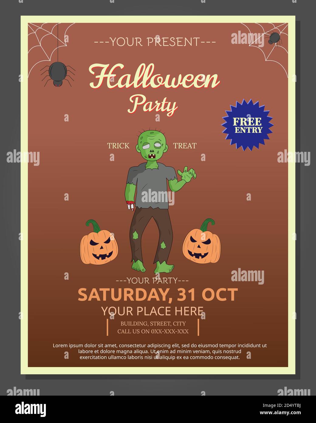 Illustration Vektor Design von Halloween Flyer Vorlage Stock Vektor