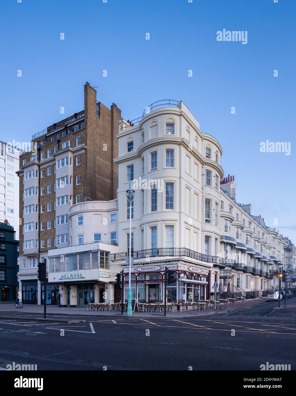 Das Regency Restaurant und Stadthäuser. Regency Square, Brighton, East Sussex, England, Großbritannien Stockfoto