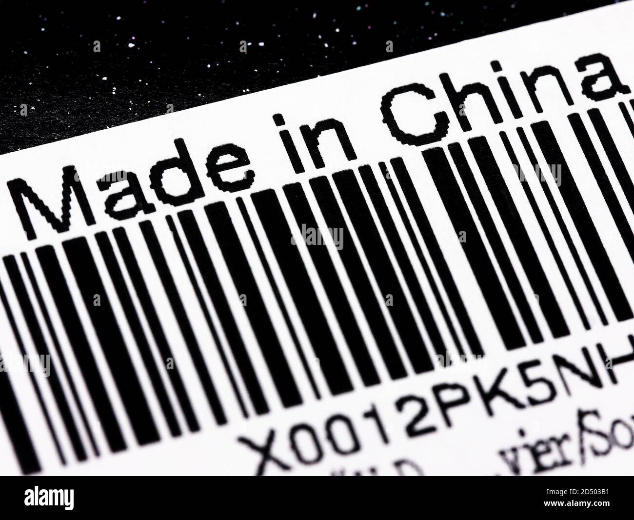 Barcode hergestellt in China Closeup Stockfoto