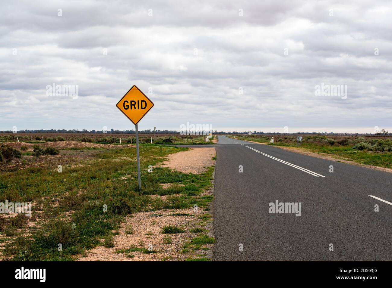 Viehgitter-Straßenschild, New South Wales Australien Stockfoto