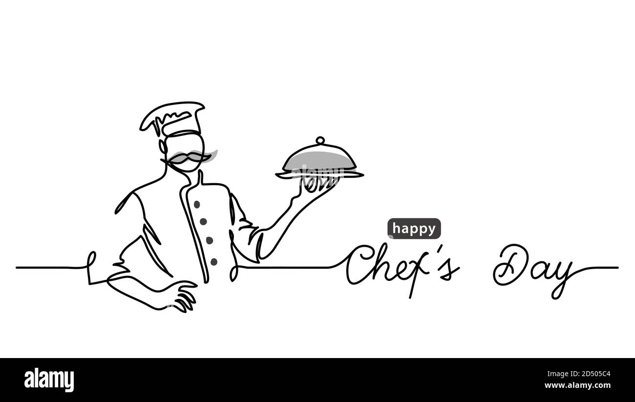 Chefs Day Urlaub minimalistischen Vektor-Web-Banner, Grenze, Hintergrund, Poster. Border Banner Illustration mit Schriftzug Chefs Day. Eine durchgehende Linie Stock Vektor