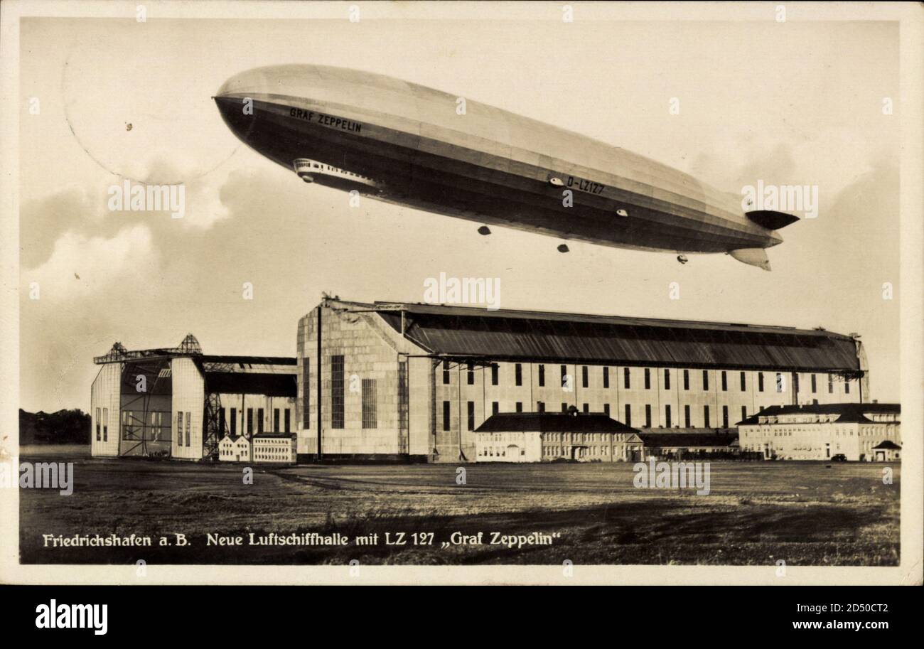 Friedrichshafen Bodensee, Luftschiffhalle mit LZ 127 Graf Zeppelin Stockfoto