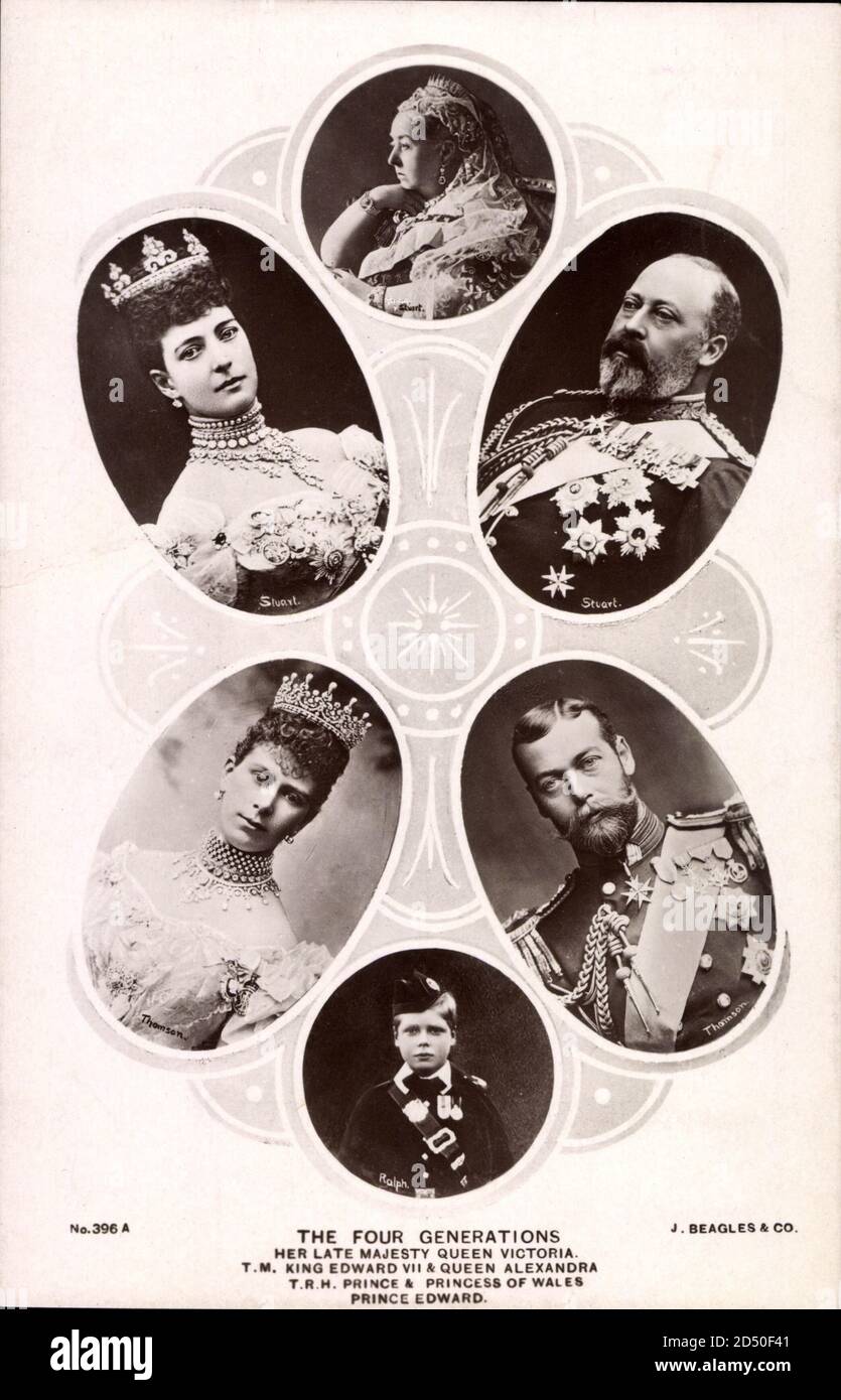 Königin Victoria, König Edward VII., Königin Alexandra, Prinz Edward Stockfoto