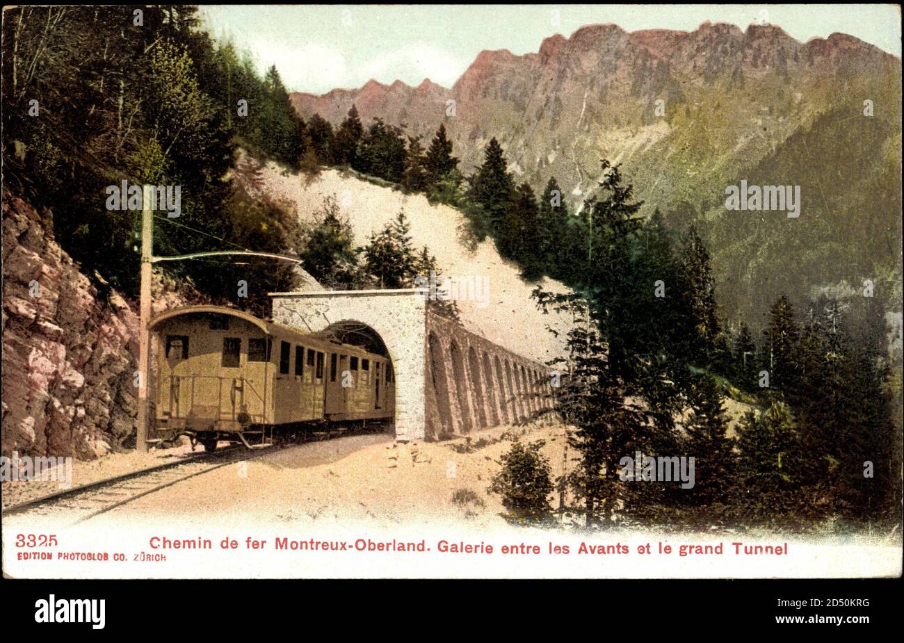Montreux Kt Waadt, Chemin de Fer a Oberland, Galerie entre les Avants, Tunnel - weltweite Nutzung Stockfoto