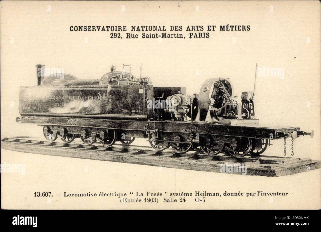 Conservatoire National des Arts et Metiers, Locomotive Electrique, La fusee - weltweite Nutzung Stockfoto