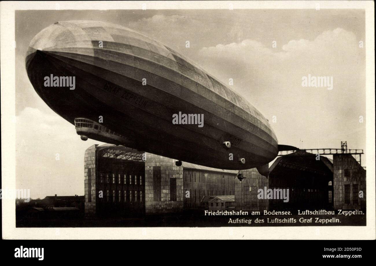 Friedrichshafen Bodensee, Luftschiffbau Zeppelin, Graf Zeppelin, LZ 127 weltweit im Einsatz Stockfoto