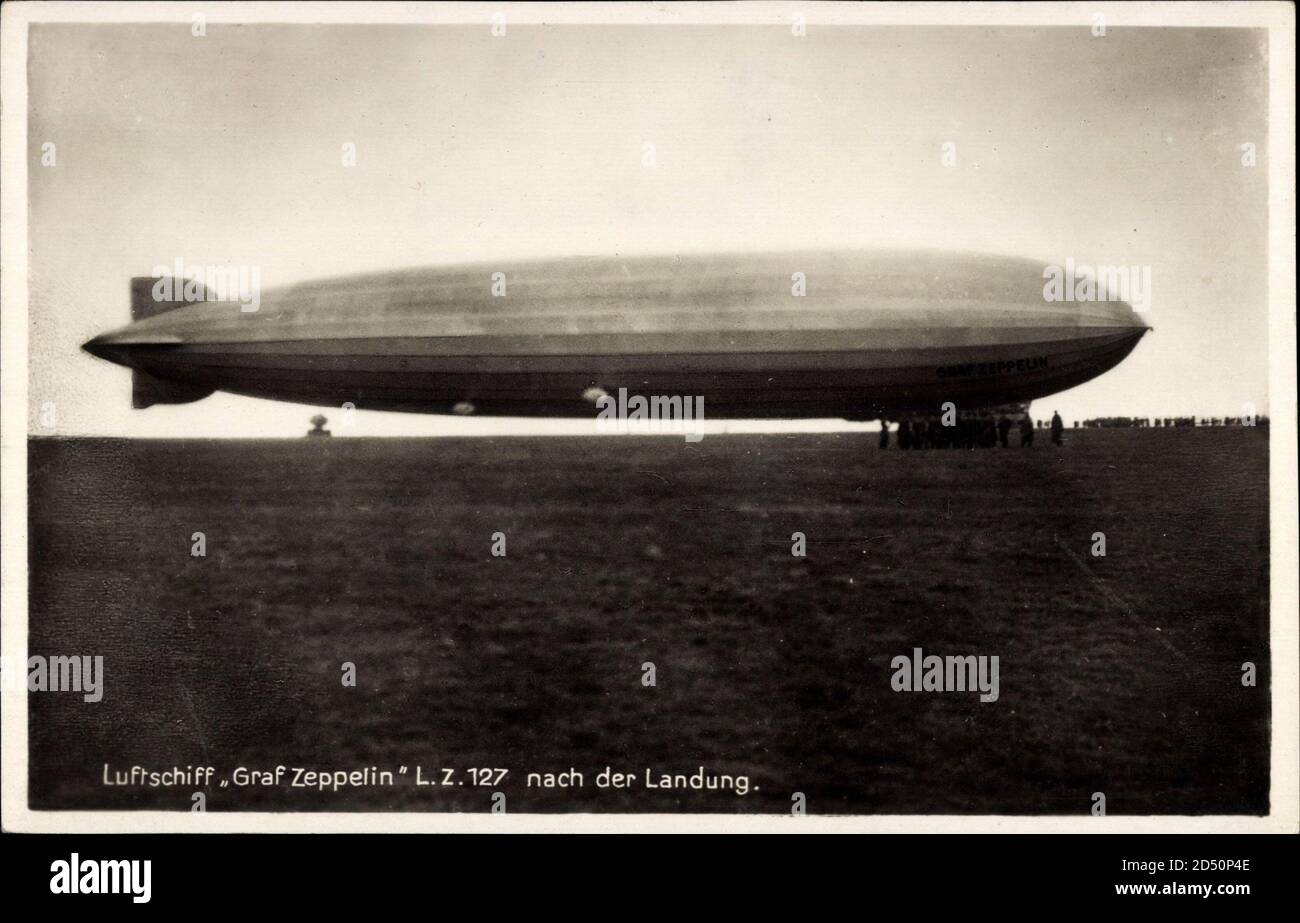Luftschiff Graf Zeppelin LZ 127 nach der Landung Weltweit Stockfoto